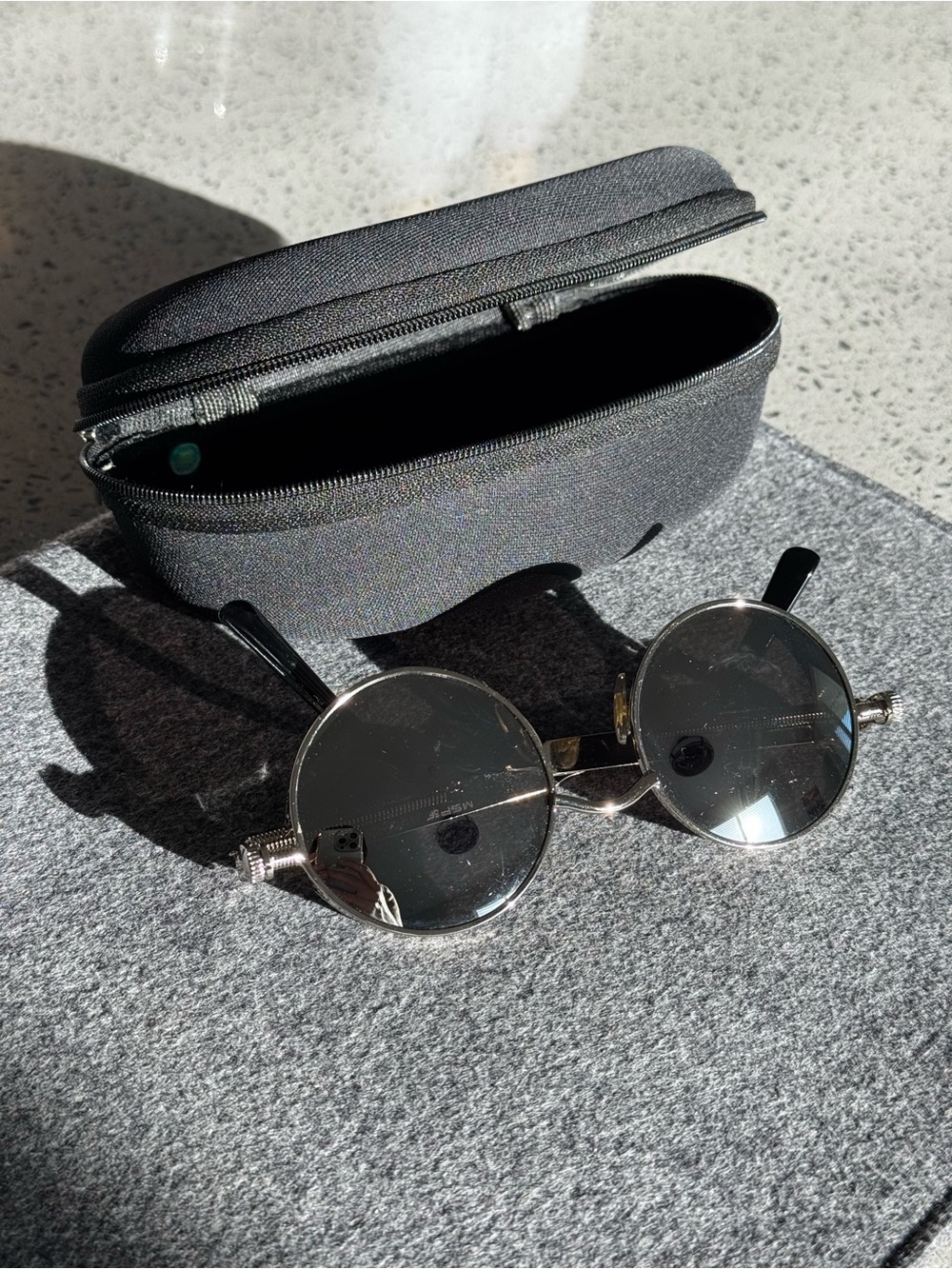 Steampunk Round Silver Sunglasses Industrial Spring Temple Cyberpunk Goth